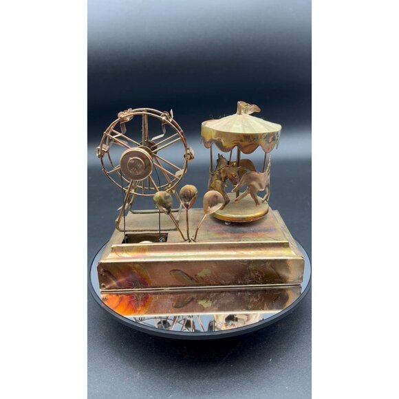 Vintage Copper Merry Go Round Music Box With Ferris Wheel 'Small World". - Picture 2 of 5